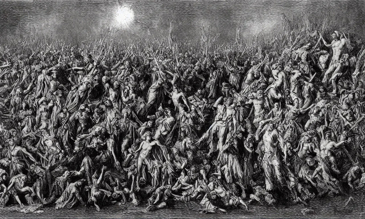 Image similar to dantes purgatory, by gustav dore