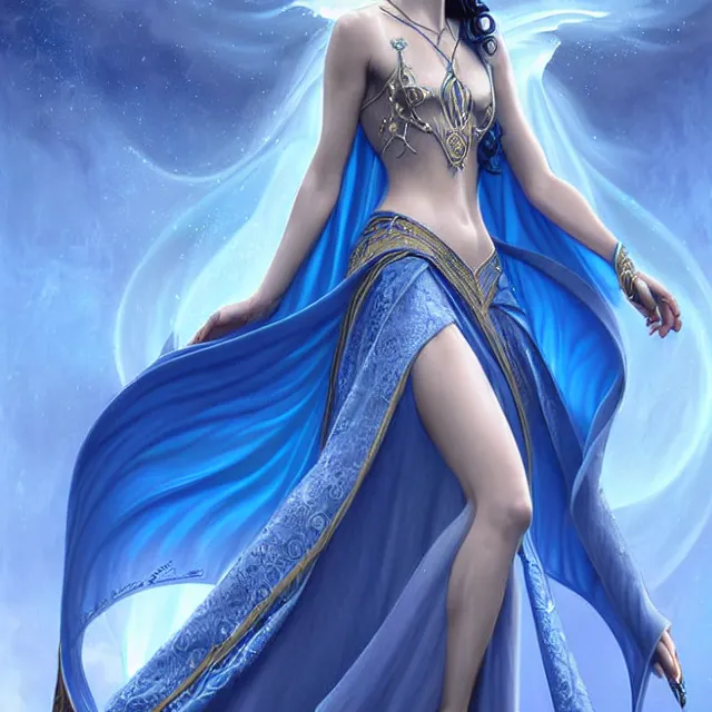 Prompt: beautiful!! elemental water witch with intricate blue robes and water powers artgerm anne stokes highly detailed 8 k hdr smooth sharp focus high resolution award - winning photo photorealistic