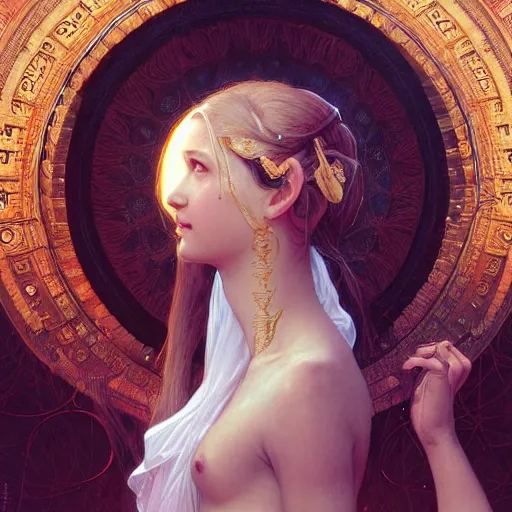 Prompt: portrait of a hot mystic girl, intricate, elegant, highly detailed, digital painting, artstation, concept art, smooth, sharp focus, illustration, art by artgerm and greg rutkowski and alphonse mucha and william - adolphe bouguereau