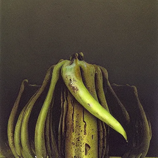 Image similar to rotten banana made by Zdzislaw Beksinski