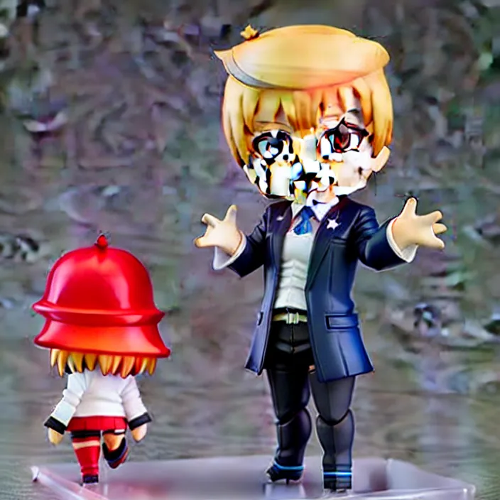 Image similar to An anime Nendoroid figurine of Donald Trump, fantasy, figurine , product photo