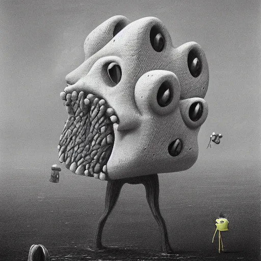 Image similar to spongebob by zdzisław beksiński