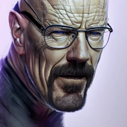 Image similar to a sketch of walter white as venom the symbiote | venom movie | ~ ~ cinematic ~ ~ lighting | award - winning | closeup portrait | by donato giancola and mandy jurgens and charlie bowater | featured on artstation | pencil sketch | sci - fi alien