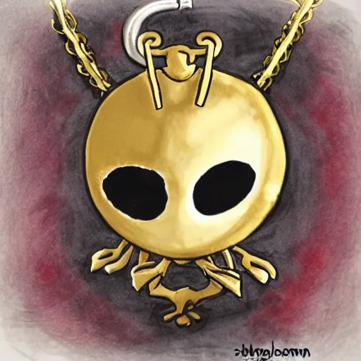 Image similar to hollowknight wearing gold chains