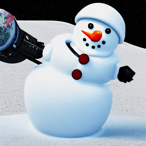 Prompt: snowman in space cinematic ultra hd photo