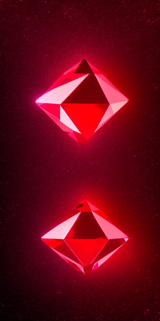 Prompt: hyper realistic, beautiful multi dimensional, glowing red diamond, black background, volumetric lighting, very sharp details, octane 8 k render