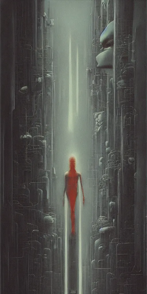 Image similar to cyberpunk by zdzisław beksinski