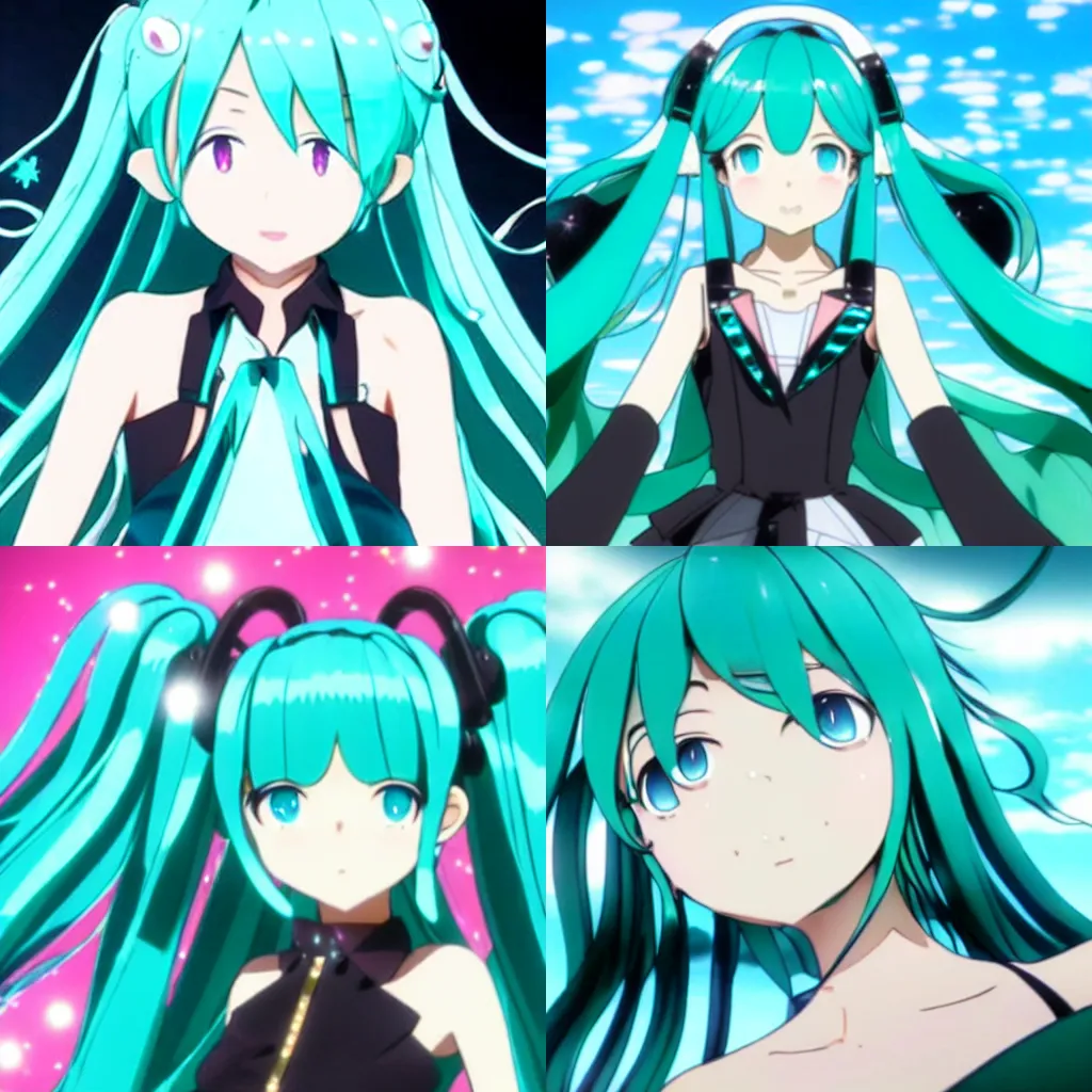Prompt: hatsune miku in the land of the lustrous