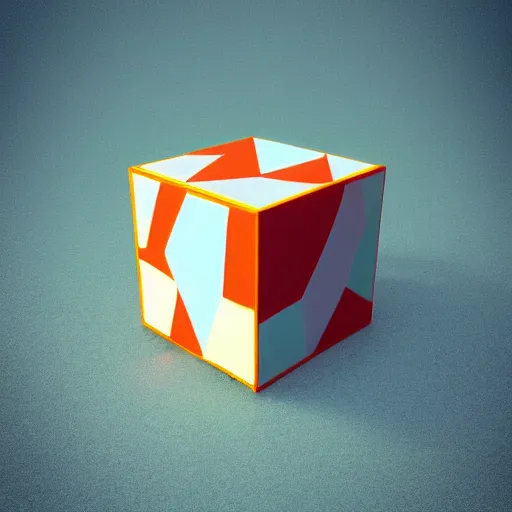 Image similar to a strange cube in the style of a retro 8 0 s cgi