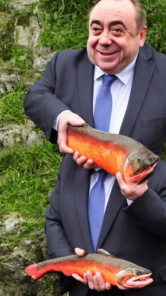 Image similar to alex salmond as a salmon