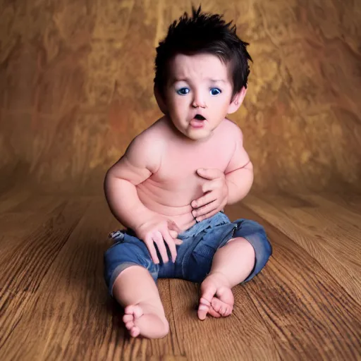 Prompt: baby Markiplier throwing a tantrum, professional photography baby magazine photoshoot, high definition,