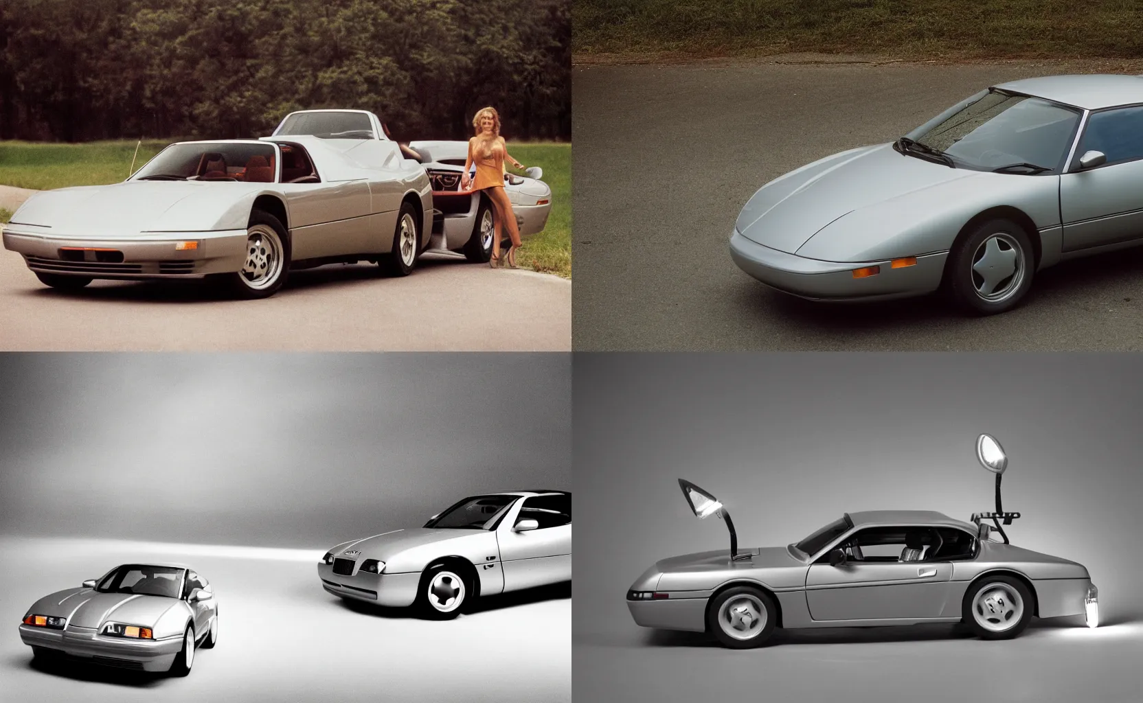 Prompt: American sports car with pop-up headlights from 1990, commercial photo shoot