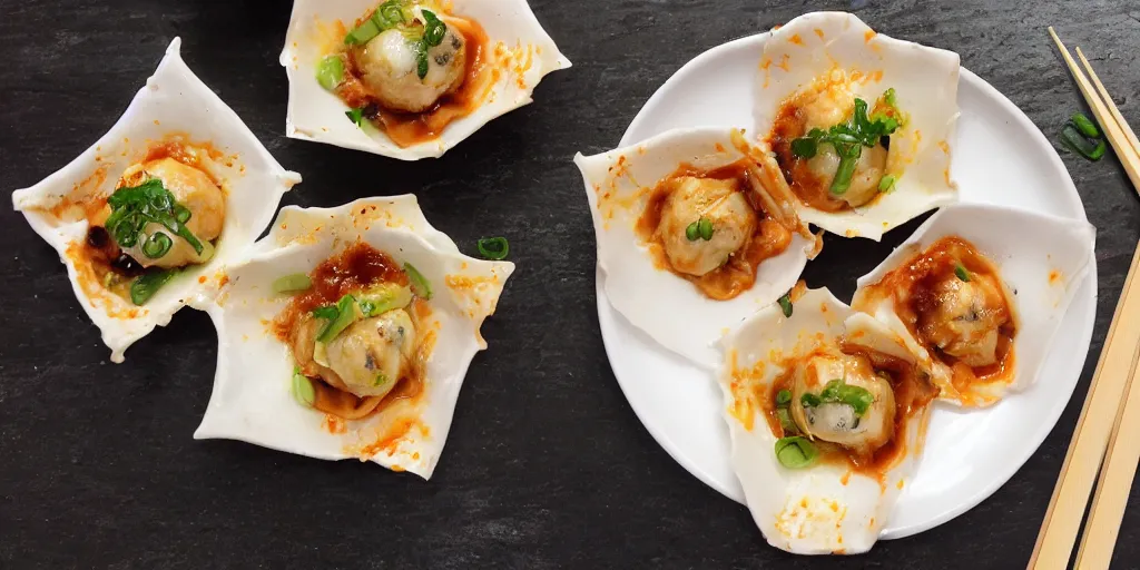 Image similar to japanese fusion cuisine, takoyaki ravioli