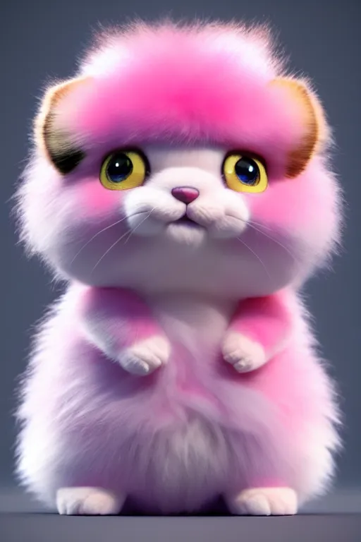 Prompt: high quality 3 d render hyperrealist very cute multicolor stripped fluffy! doe cat hybrid highly detailed, vray smooth, in the style of detective pikachu, hannah yata charlie immer, dramatic pink light, low angle, uhd 8 k, sharp focus