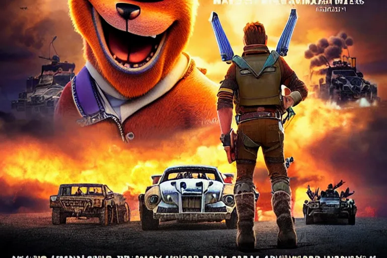 Image similar to nick wilde, heavily armed and armored facing down armageddon in a dark and gritty reboot from the makers of mad max : fury road : witness me