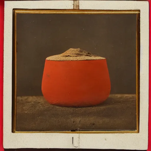 Prompt: A three color offset photography of single ((ethnographic )) object on display, anthropology of wonder, surrealism, exotic artifacts, colonial expedition, exhibition, 1900s style