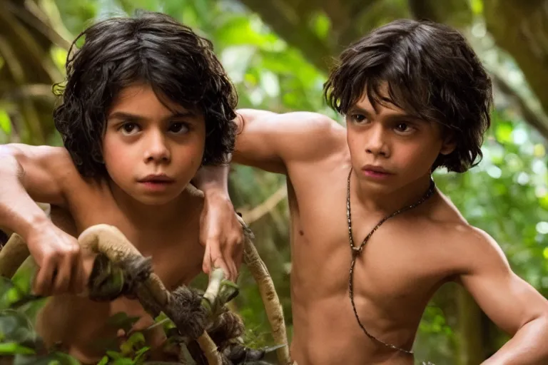 Prompt: young jake t. austin plays mowgli in the live action adaptation of the jungle book, 3 5 mm photography, highly detailed, cinematic lighting, 4 k