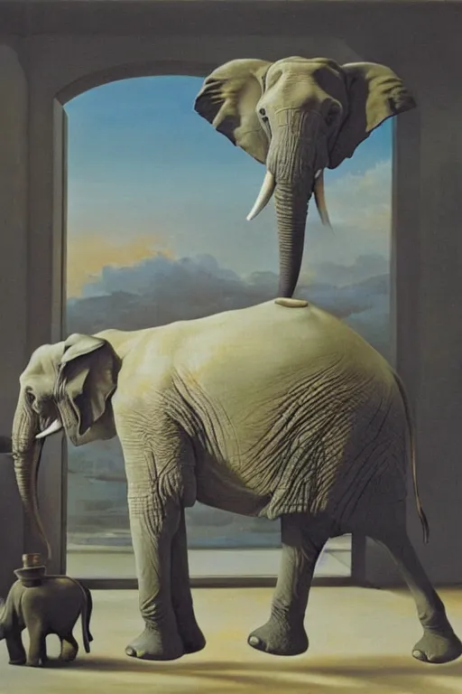 Image similar to one elephant in a porcelain shop, cgsociety, oil painting by dali