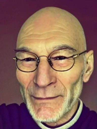 Image similar to photo of a person who looks like a mixture between patrick stewart and brent spiner