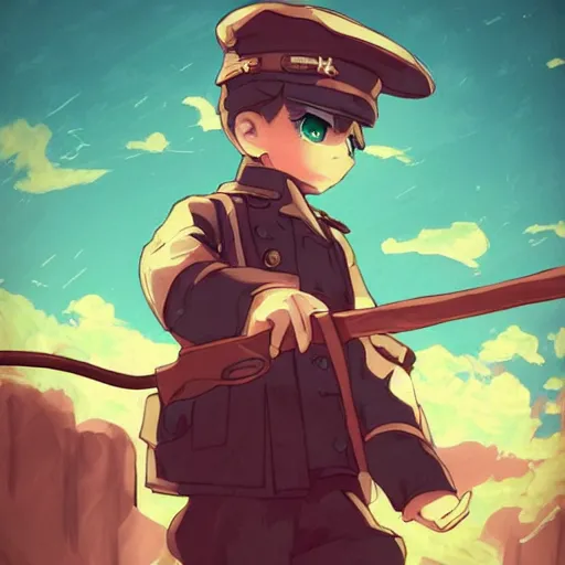 Image similar to beautiful little boy in nazi uniform posing while hold an whip. red, green, blue and gray pallet color. made in abyss art style, inspired by kris from deltarrune, cute detailed artwork, anatomically correct, soft details, ilya kuvshinov, reflection, perfect composition, profile picture, illumination, digital art, detailed anime soft face