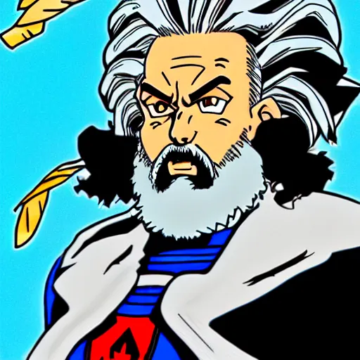 Image similar to karl marx as a asupersayan in dragon ball, anime by akira toriyama, digital art, very detailed