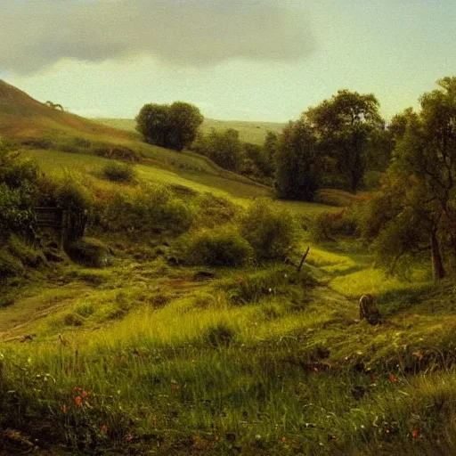 Image similar to The Shire, oil on canvas by Ivan Kramskoi