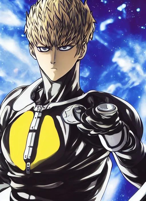 Image similar to A full portrait photo of real-life genos from one punch man, f/22, 35mm, 2700K, lighting, perfect faces, award winning photography.