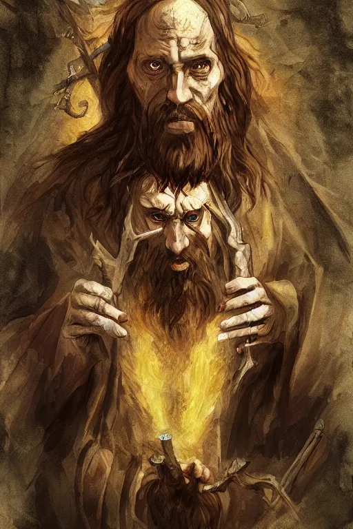 Image similar to the hermit from major arcana character concept art, digital painting, mixed media, trending on artstation and deviantart, epic composition, magnum opus, highly detailed, 8 k