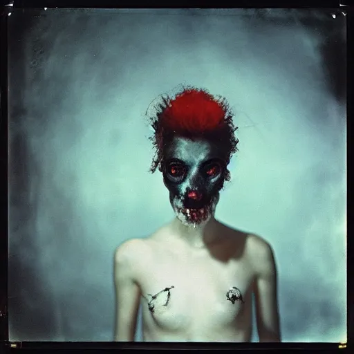 Image similar to kodak portra 4 0 0, wetplate, photo of a surreal artsy dream scene, horror, animal, carneval, grotesque, photographed by paolo roversi style