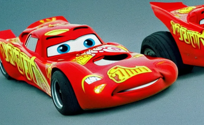 Image similar to fractal lightning mcqueen from cars, cookbook photo, in 1 9 9 5, y 2 k cybercore, industrial photography, still from a ridley scott movie