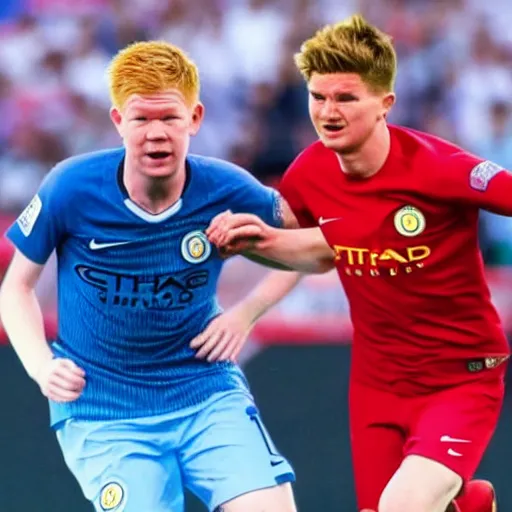 Image similar to Kevin de Bruyne and Thomas Meunier in Captain Tsubasa