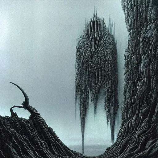 Image similar to an alien environment designed by giger and beksinski