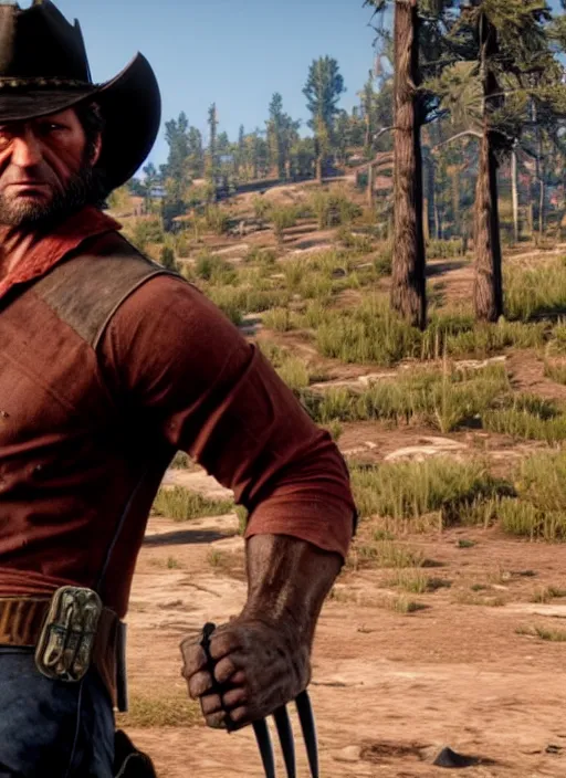 Image similar to film still of wolverine in red dead redemption 2 ( 2 0 1 8 video game )