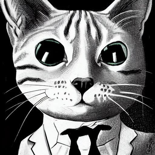 Image similar to a cat with binoculars and a suit in the style of arcane, portrait