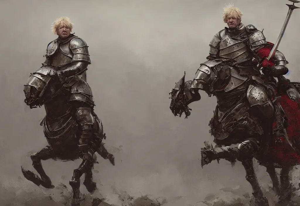 Prompt: boris johnson as a medieval knight, artstation, jakub rozalski, high detail, dramatic lighting