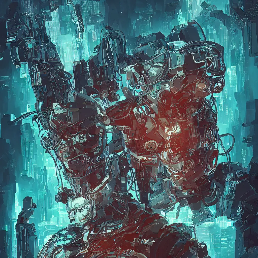 Image similar to concept art portrait of gollum as cyborg, netrunner cyberpunk, artstation, art by petros afshar, tom whalen, laurie greasley and greg rutkowski and ilya kuvshinov