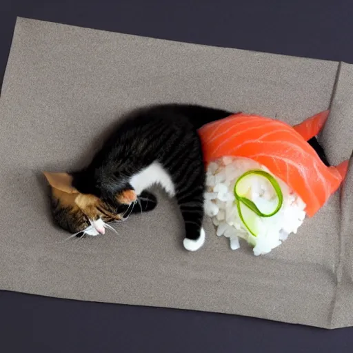 Image similar to cat is sushi