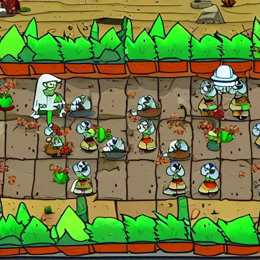 Prompt: walter white in plants vs zombies