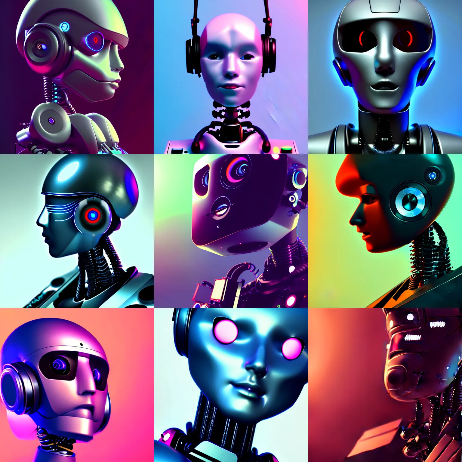 Prompt: a portrait of a robot musician using digital music equipment, digital animation, octane renderer, trending on artstation
