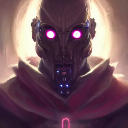 Image similar to portrait of a cybernetic dracula, cyberpunk concept art by pete mohrbacher and artgerm and wlop and greg rutkowski and deathburger, digital art, highly detailed, intricate, sci-fi, sharp focus, Trending on Artstation HQ, deviantart, unreal engine 5, 4K UHD image