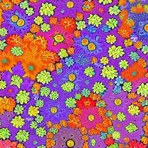 Image similar to louis wain fractal cats, mandelbrot cat, floral cat, cat made of flowers, vivid colors, detailed painting