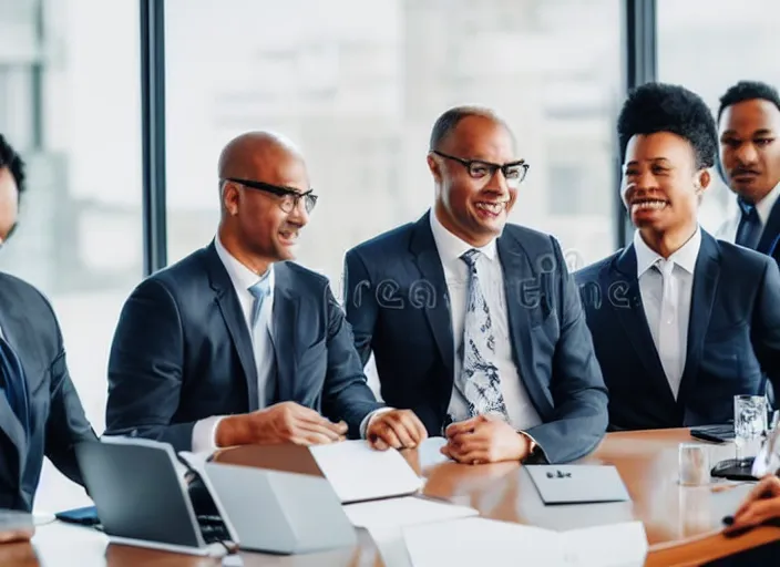 Image similar to photo of cats in suits attending a management board meeting. Highly detailed 8k. Intricate. Sony a7r iv 55mm. Stock photo.