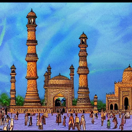 Prompt: qutab minar being attaked by snakes, concept art height 1024 -n 4