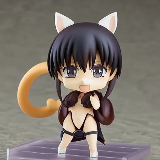 Image similar to an anime nendoroid figurine of cute caracal, fantasy, figurine, product photo