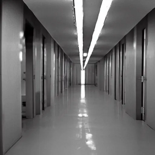 Prompt: the backrooms are empty except for that one replicant