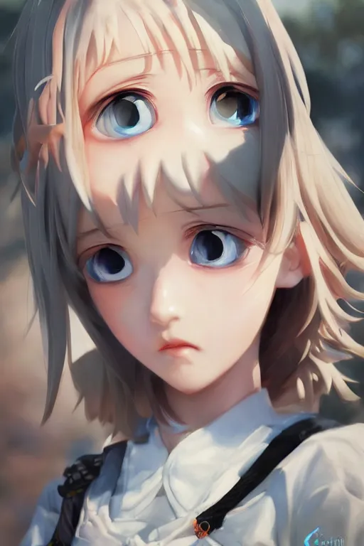 Image similar to 3d dark infrared octane render concept art by D. Jun, by Mo Xiang Tong Xiu, by Igarashi Daisuke, beauty anime schoolgirl stand among japan cottages. with cute detailed face in Japanese school clothes. cute face. wide angle. dramatic light, trending on artstation, oil painting.