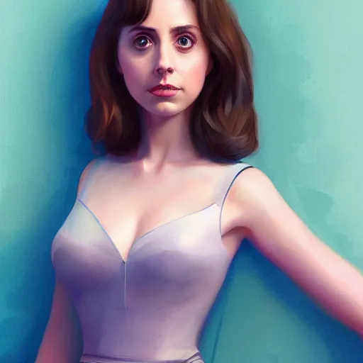 Image similar to a portrait of alison brie as a pixar character, beautiful, elegant, extremely detailed digital art, trending on artstation hyper realistic matte painting, by wlop, artgerm