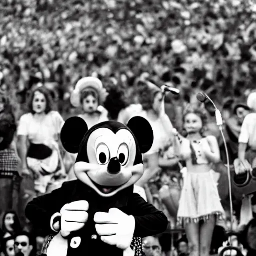 Image similar to mickey mouse performing at woodstock