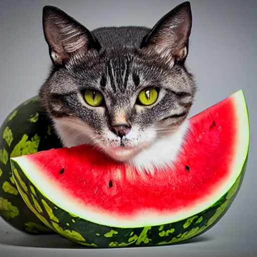 Prompt: watermelon cat