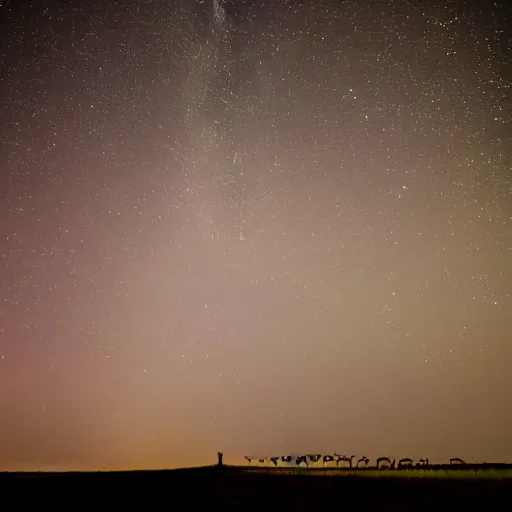 Prompt: A detailed portrait of catharsis personified. Long exposure shot of the stars out in the country